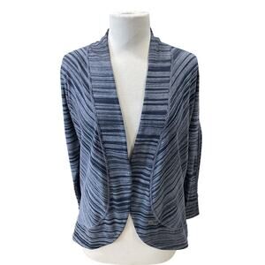 Prana Gray/Blue Stripe Paradiso Open Wrap Cardigan Cocoon Women's Size X-Large